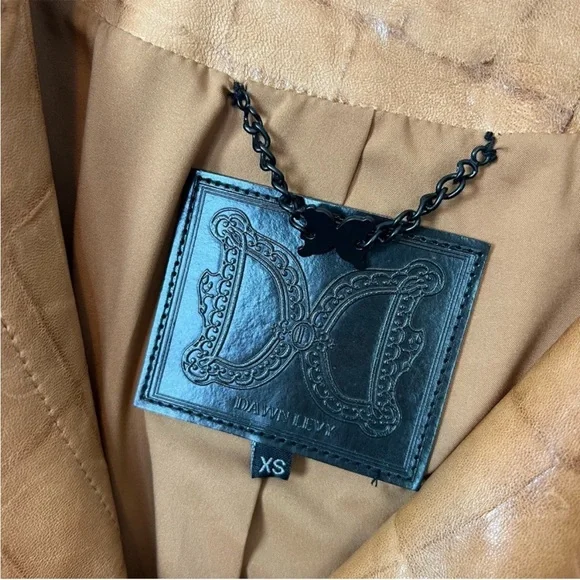 Dawn Levy brown genuine leather pockets coat XS - Picture 12 of 13